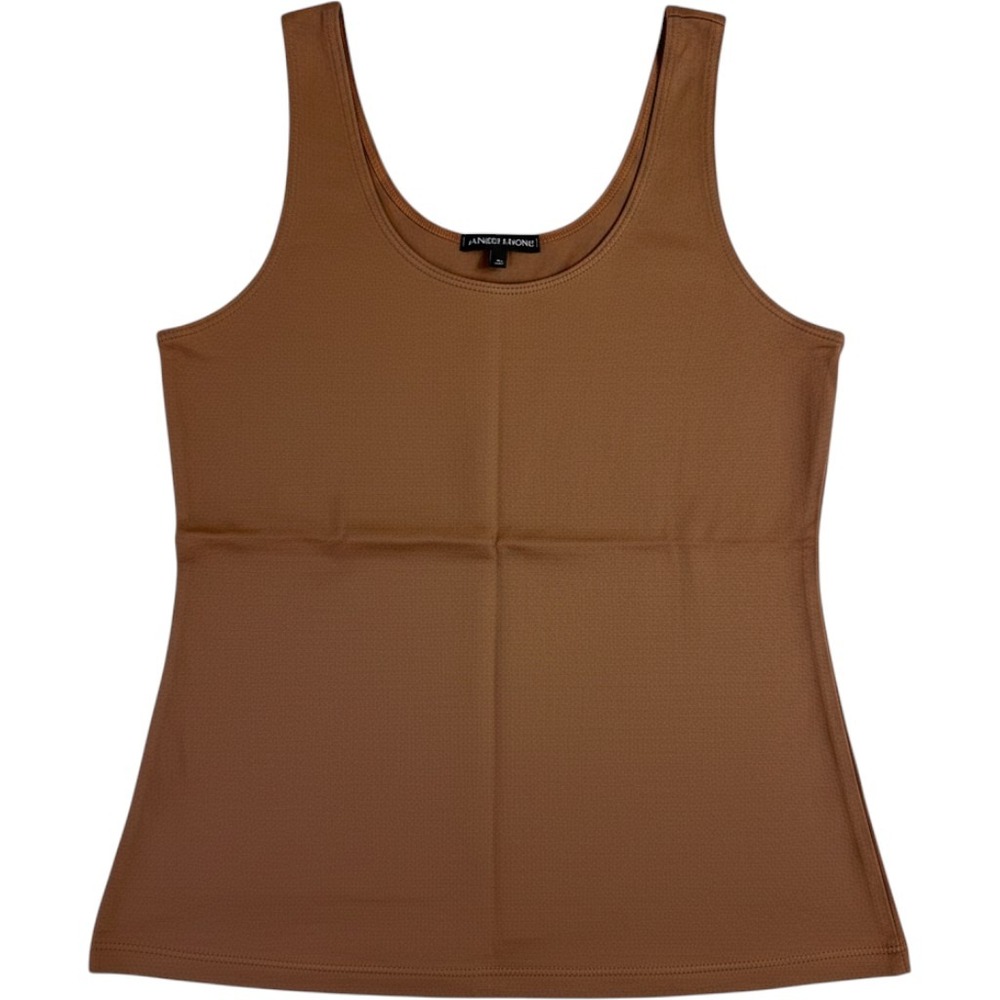 A'Nue Ligne Tactel Nylon Tank Top M Brown Scoop Neck Stretch Made USA